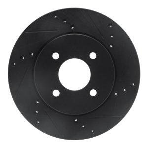 Nissan Note Brake Rotor (1) - Front Right - R1 Concepts - Drilled & Slotted - Black - `11-`25
